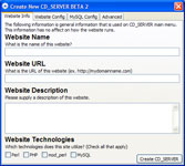 Create New CD_SERVER - General Website Info