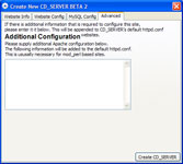 Create New CD_SERVER - Advanced Configuration